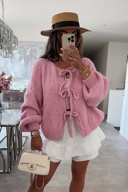 Uniquely Cozy Tie-Front Knit Cardigan Sweater