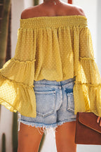 In the Breeze Dot Off Shoulder Shirt