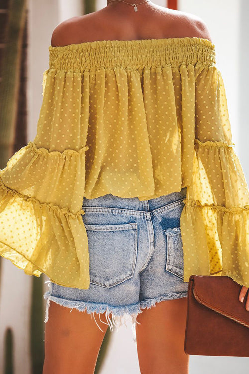 In the Breeze Dot Off Shoulder Shirt