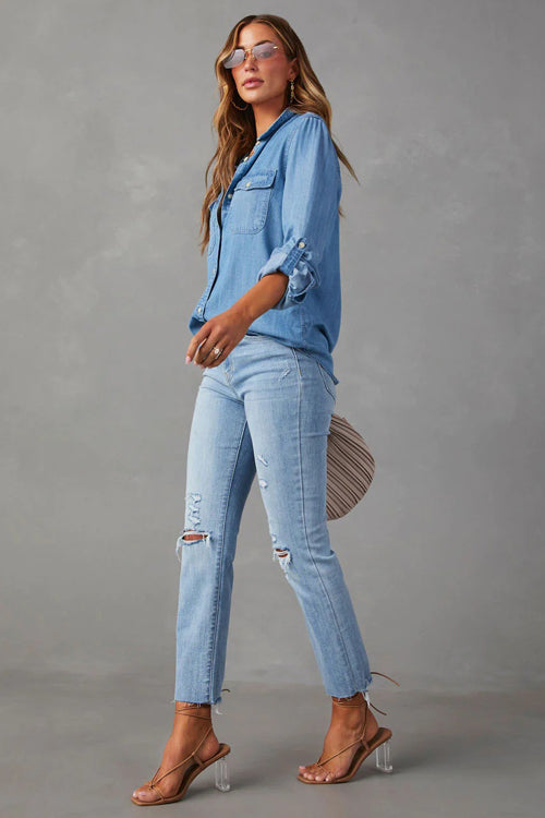 Trending Mood Button Down Long Sleeve Top