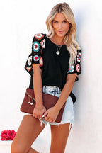 Free to Be You Crochet Boho Short Sleeve Top