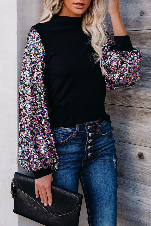 Festive Ready Colorful Sequins Knit Top