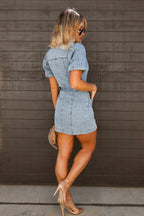My Beloved Day Down Denim Mini Dress