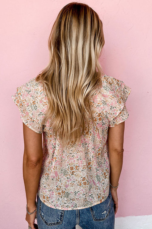 Joyful Thoughts Floral Print Short Sleeve Top