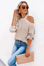 Most Delightful Treat Cold Shoulder Knit Sweater
