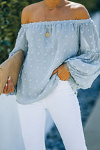 Delightful One Swiss Dot Off Shoulder Top