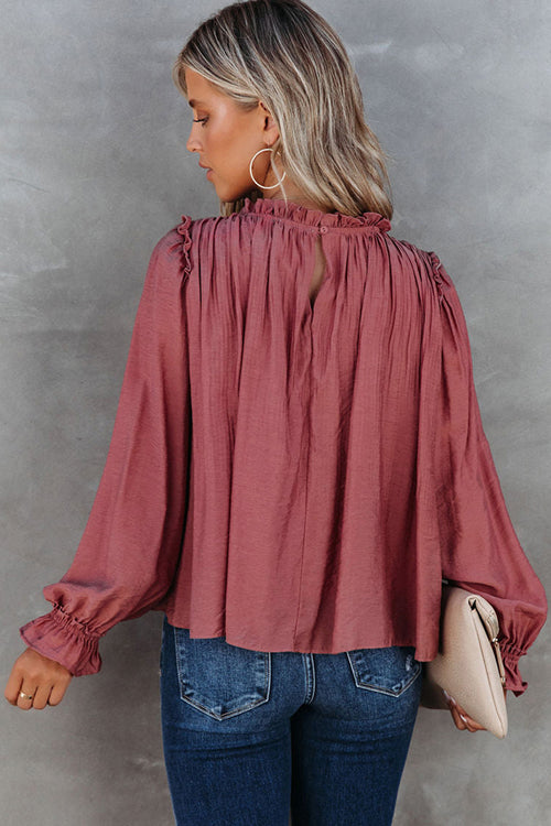 Promised Playful Spirit Ruffled Cotton Long Sleeve Top