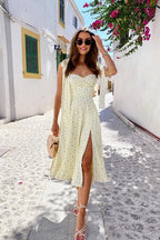 Embrace The Sun Print High-Slit Midi Dress