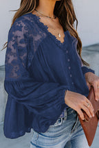 Reverie Lace Embroidery Button Up Top
