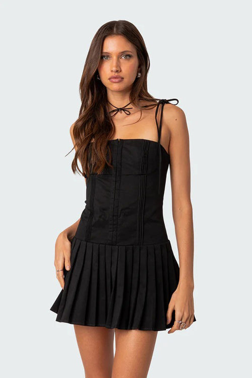 Moonlit Affection Pleated Mini Dress