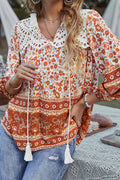 Summer Escape Lace Boho Print Top