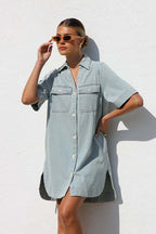 Popular Charmer Short Sleeve Denim Mini Dress