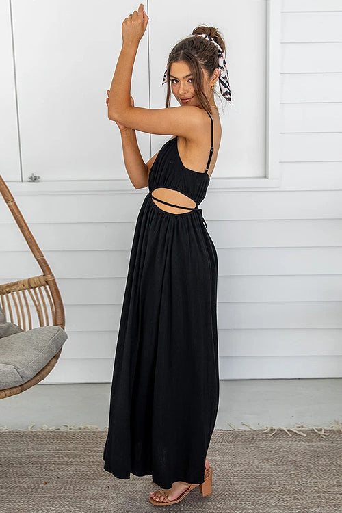 Forever Mesmerizing Spaghetti Cutout Maxi Dress
