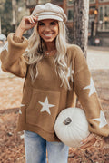 Now Is The Time Khaki Star Knit Sweater