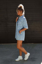Festival Mood Light Wash Short Sleeve Denim Romper