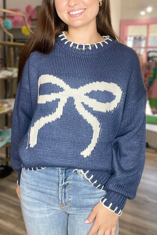 Mood The Best Bowknot Knit Sweater