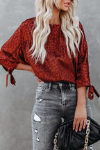 Charming New Day Print Babydoll Button Up Top