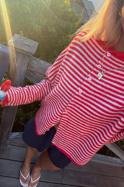 Attractively Cozy Soft Striped Knit Cardigan