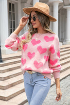 The Loving Mood Heart Long Sleeve Knit Sweater
