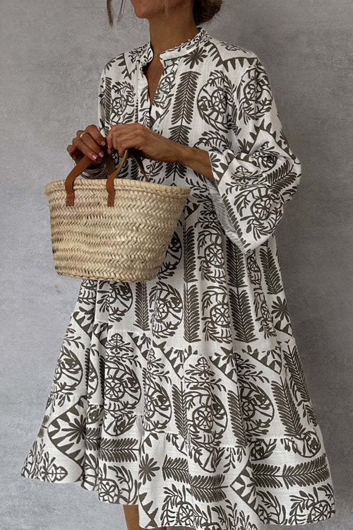 Admirably Polished Print Long Sleeve Mini Dress