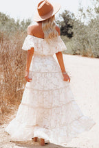 Absolutely Striking White Lace Embroidered Maxi Dress