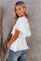 Delightful Optimism Crochet Lace Peplum Top