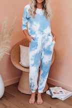 Moonlit Escape Long Sleeve Tie-Dye Pajamas Set