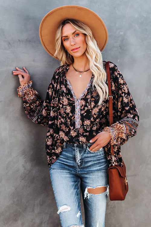 Giving Radiant Boho Print Long Sleeve Top