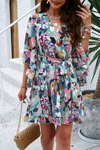 Today'S Moment Floral Print Warp Mini Dress