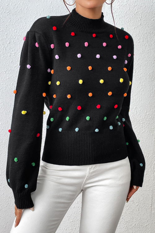 Endlessly Cozy Colorful Dots Long Sleeve Sweater