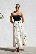 Beloved Daylily Strapless Dot Maxi Dress