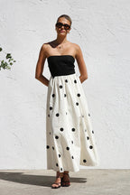 Beloved Daylily Strapless Dot Maxi Dress