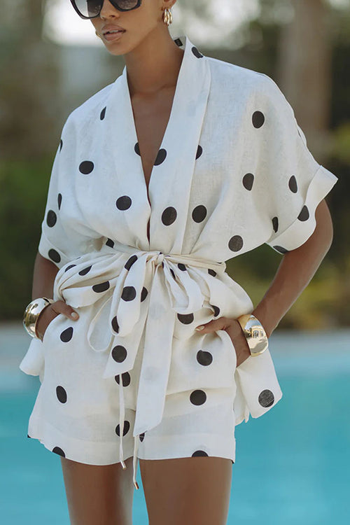 Grace and Radiance Polka Dots Short Sleeve Suit