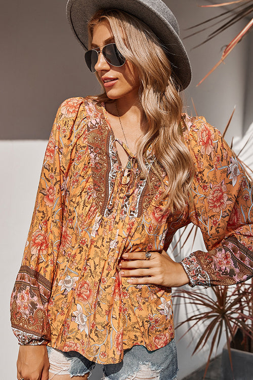 Flourishing Reveries Boho Printed Top