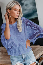 Improved With The Day Lace Embroidery Short Sleeve Top