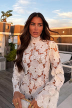 Evara Hollow-Out Long Sleeve Mini Dress