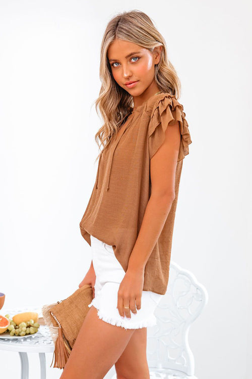 Your Golden Glow Flutter Short Sleeve Top
