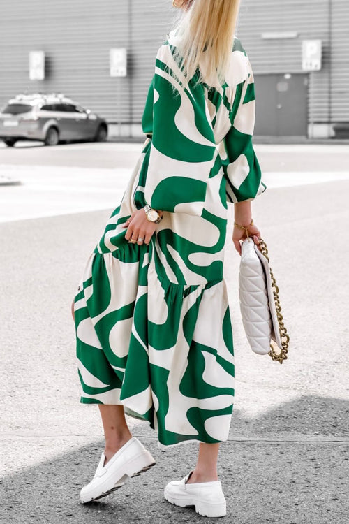 Let's Get Going Print Long Sleeve Maxi Dress