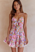 Brighten The Day Floral Print Tie-Front Mini Dress