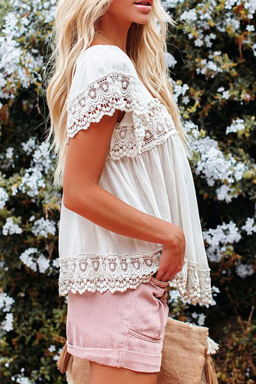 For The Weekend Lace Short Sleeve Top