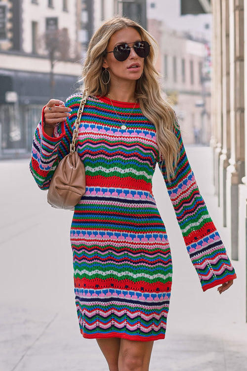 Let Your Affection Glow Striped Knit Mini Dress