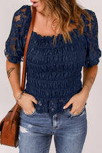 Sweetly Sentimental Lace Pleated Short Sleeve Top