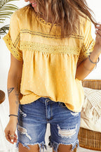 Every Summer Day Lace Dot Short Sleeve Top