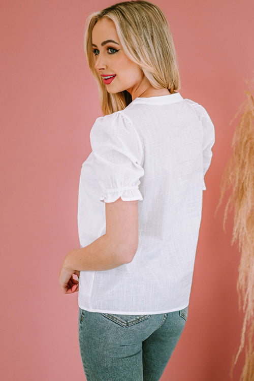 Muse Mood Floral Embroidered Short Sleeve Top