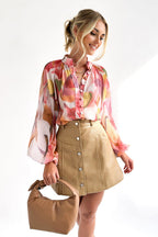 Make Yourself Joyful Print Button Down Long Sleeve Top