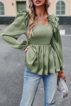 Into Your Heart Ruffled Smocked Long Sleeve Top