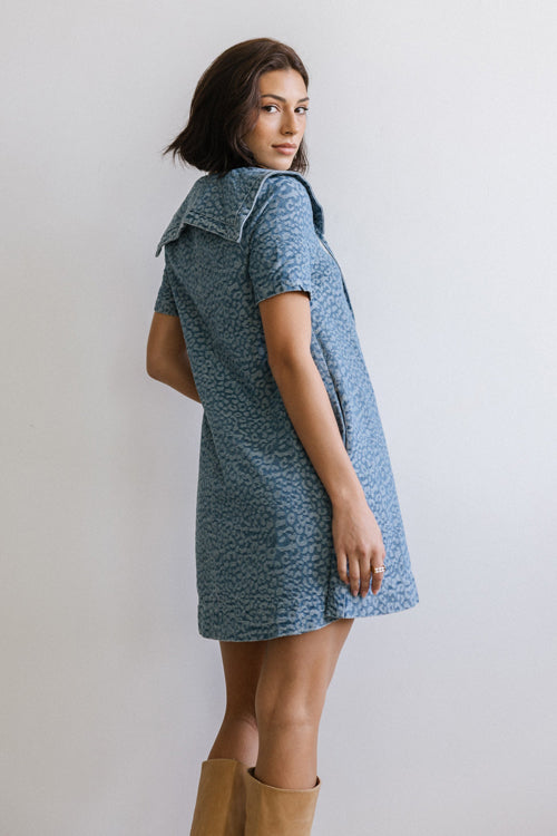 Occasion Maker Leopard Print Denim Mini Dress