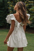 Send You Affection White Ruffle Babydoll Mini Dress