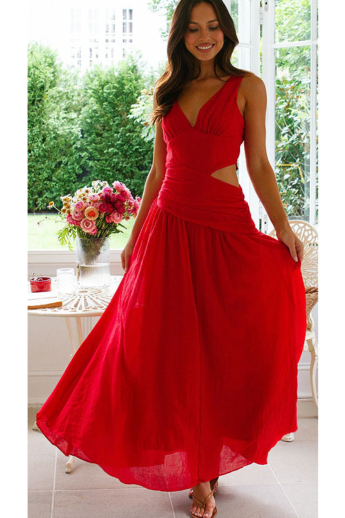 Occasion Maker V-Neck Cutout Maxi Dress