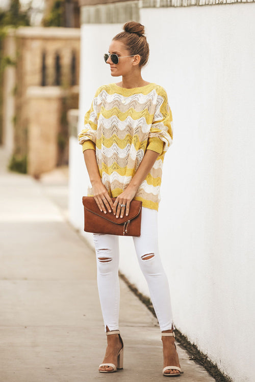 You Are My Golden Glow Bright Yellow Stripe Sweater